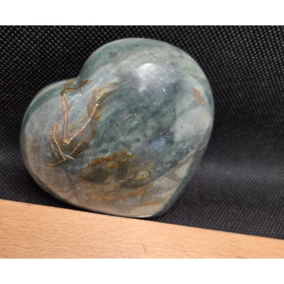 Ocean Jasper Polished Heart 252 Grams Green Brown - Picture 1 of 5